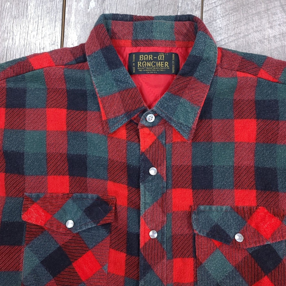 Bar-M Rancher Shirt Jacket Mens 2XL Red Plaid Quilted Flannel Snap Front - Picture 6 of 8